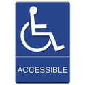 international wheelchair accessible symbol, blue sign with white figure in a chair with "Accessible" written underneath, dog friendly and wheelchair accessible rentals in Montreal
